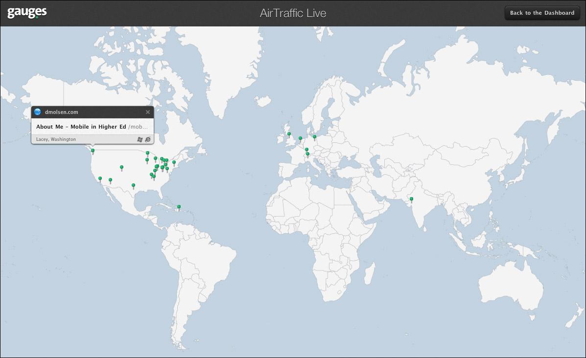 Screenshot of the AirTraffic Live view of data